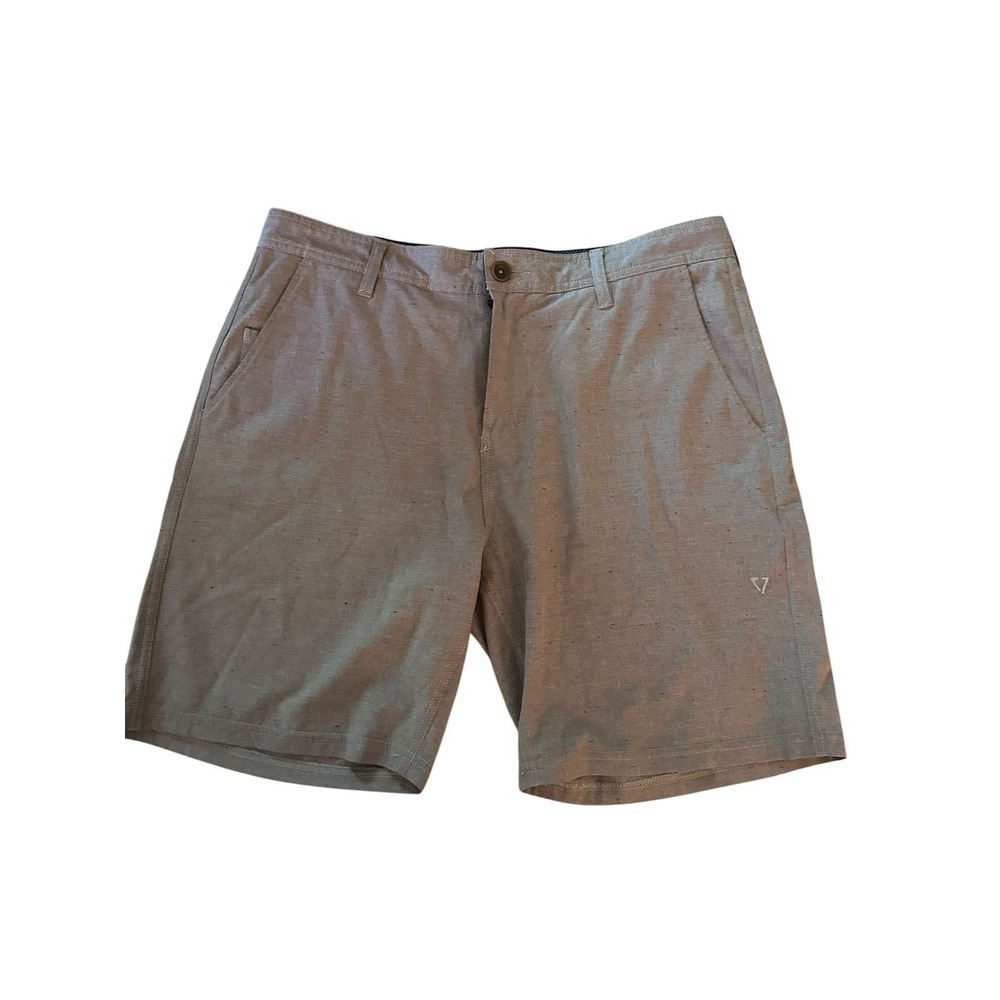 VISSLA Canyon Hybrid Shorts Tan Khaki 8" Inseam Hiking Outdoors Recycled Mens 34
